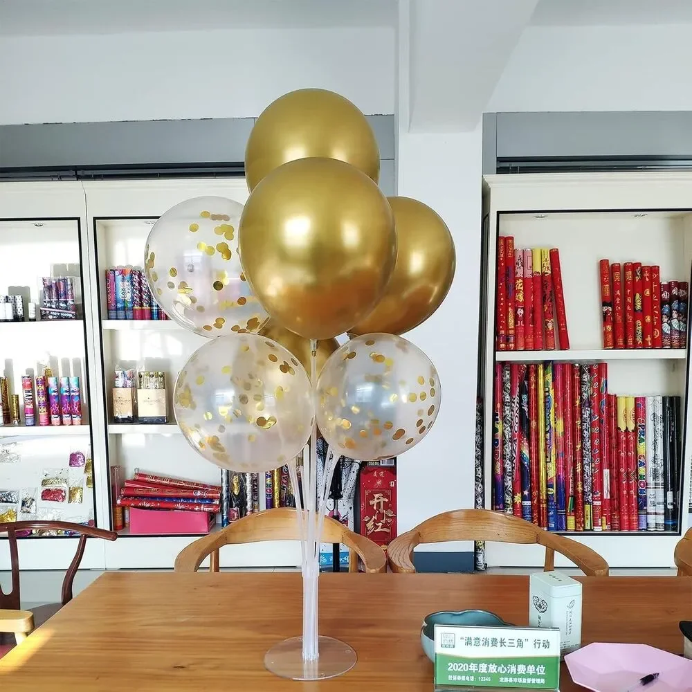 Gold Birthday Decorations, 4 Set Balloon Stand with Gold Balloons | Gold Balloon